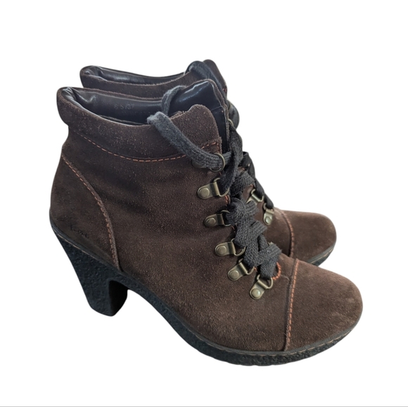 Boc By Born Brown Suede Lace Up Ankle Boots 6.5 Booties Preppy Neutral Combat - Picture 2 of 8